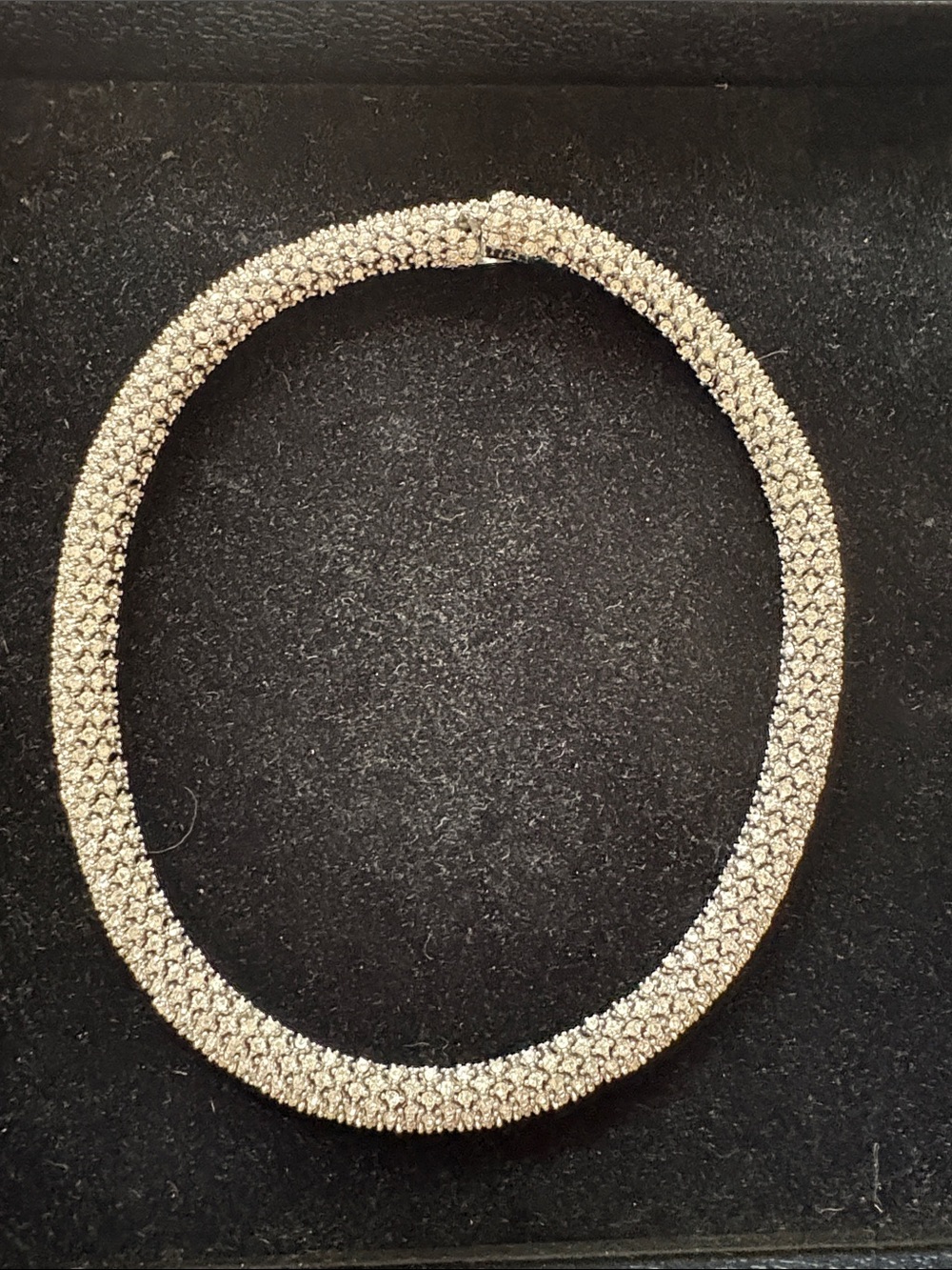Vintage Ciner Silver Tone Diamanté Rounded Collar Necklace